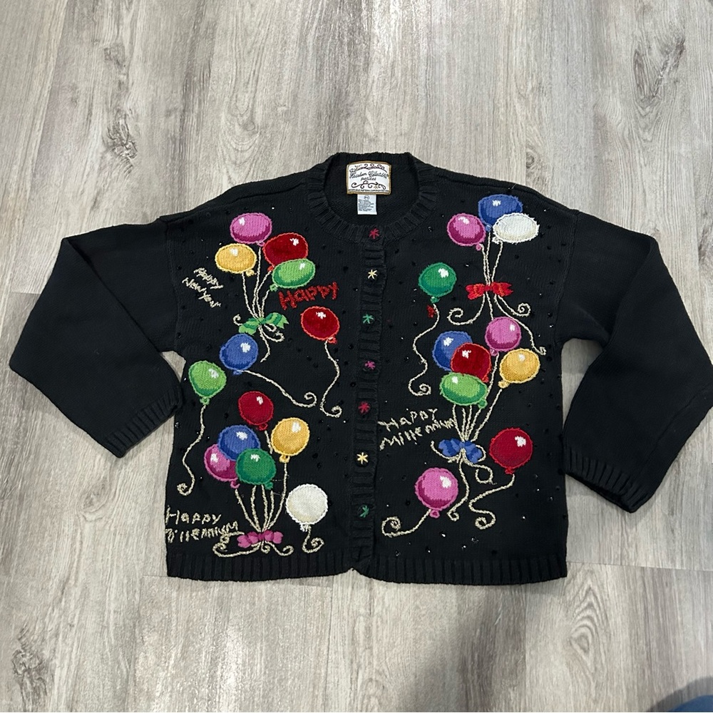 VTG Y2K Heirloom Collectibles Happy New Year Millennium 2000 hipster Sweater PS